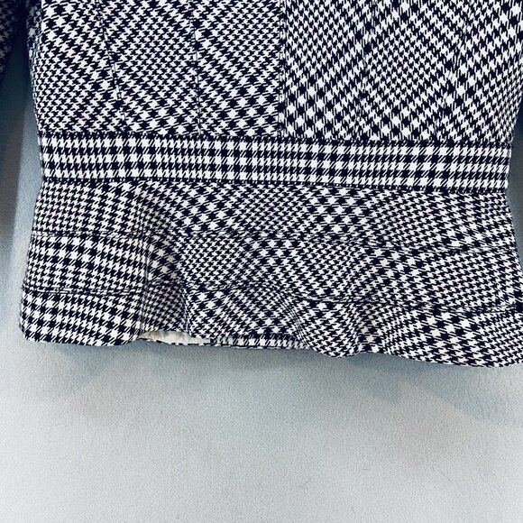WHBM Black White Houndstooth Fitted Peplum Blazer SZ 6 Classic Feminine - Picture 7 of 12